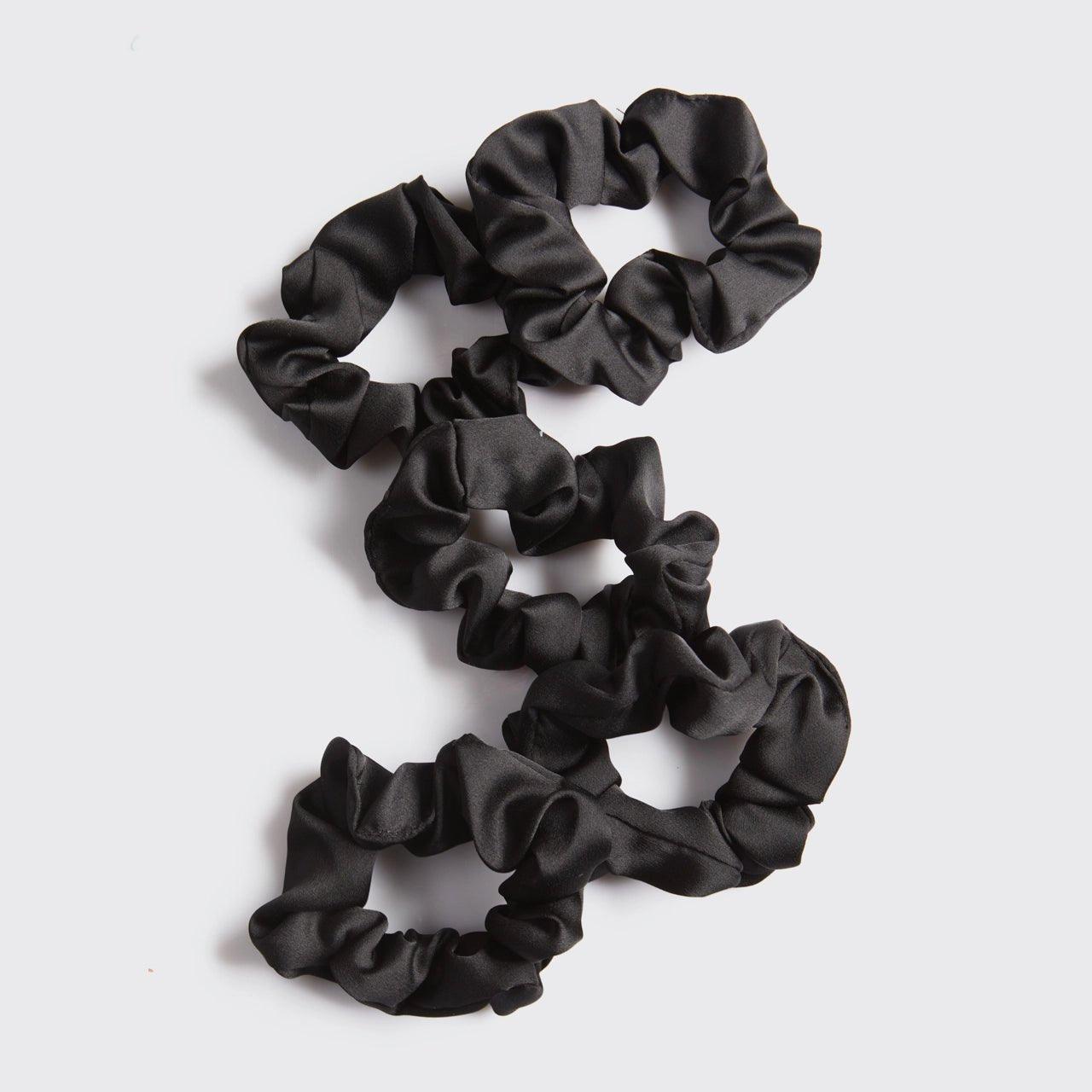 Kitsch Satin Sleep Scrunchie 5pc - Black - Sunshine Curls