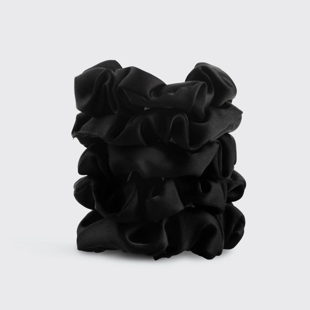 Kitsch Satin Sleep Scrunchie 5pc - Black - Sunshine Curls